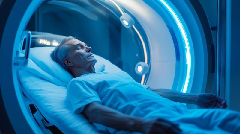 A doctor explains oxygen therapy for dementia and memory loss treatment.