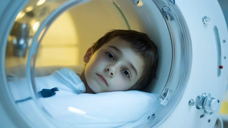 Pediatric hyperbaric chamber with clear safety features